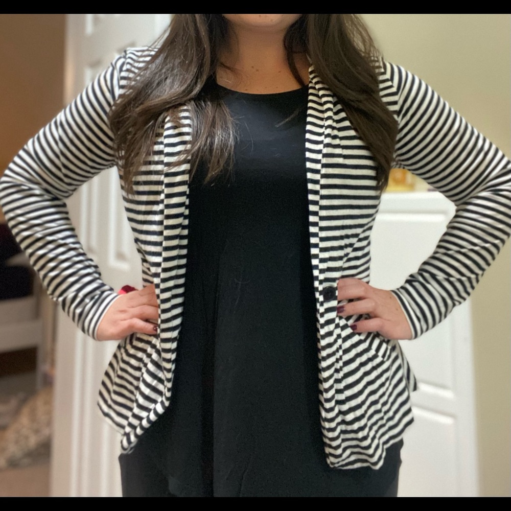 Black and White striped COMFY blazer cardigan